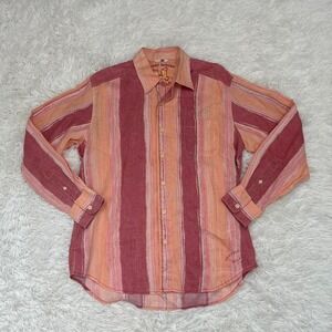 100% Linen Vintage Tommy Bahama Prep Leisure Beach Vacation Long Sleeve ButtonUp